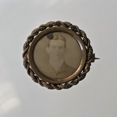Antique Victorian Framed Brooch Portrait Photo Of Male C Clasp