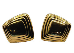 MONET Modernist Asymmetrical Gold Tone Clip On Classy vintage Earrings Signed
