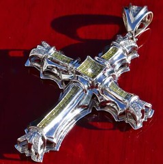 14k white gold pendant 4.25ct natural treated yellow diamonds cross 54.5gr C-65