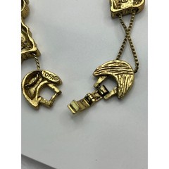 Vintage 1995 BG Western Slide Charm Bracelet Gold Tone Cowboy Boot Hat Wagon