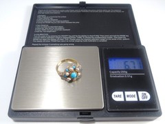Antique Victorian 14k Gold Ring w Persian Turquoise and Seed Pearls size 6.75