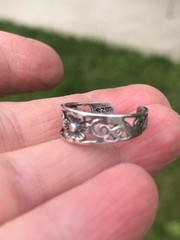 .925 Sterling Silver Stamped Flower Pinky/Toe Ring – Vintage Estate 6.9 Ct