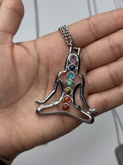 Silver Tone Necklace Lot 10pc: Yoga Chakras Cross Hearts Frog Spiritual Jewelry