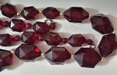 Vintage Ruby Red Plastic Faceted Graduated Bead Necklace 24 inch