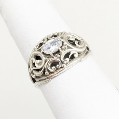 Vintage Elegant RING Silver 925 with Big Bright Stone -size: 9US (18.8mm) | #113