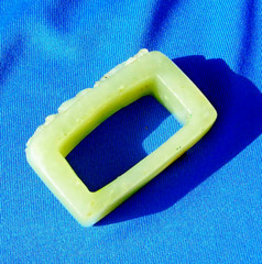 Original Art Deco Antique Old Green Gray Color JADE Sword Slide Guard Fitting