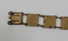 Paris France Souvenir Monuments Etched Enamel Link Brass Clasp Vintage Bracelet