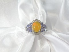 Vintage Sterling Silver 925 Fire Ethiopian Opal Tanzanite Butterfly Ring Size 7