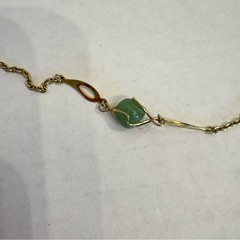 Vintage Gold Tone Wire Caged Gemstone Station Necklace 50″ Long MCM Jewelry