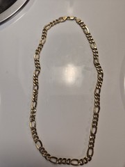 Sterling Silver 925 Gold Plated FIGARO Chain 22” Necklace ITALY 10mm Not Scrap