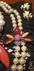 Vintage Jewelry Lot, Pearl Necklaces, Brooches, Slides, Ring, Earrings, 20 Items