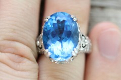 LONDON BLUE TOPAZ DESIGNER GEMSTONE STERLING SILVER 925 RING SZ 6 LUXURY
