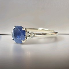 Vintage 14K Yellow Gold Engagement ring 1.73ct.Natural Blue Sapphire Oval GIA