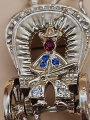 Western Wagon Small Series/Gold Tone/Multi Rhinestone Vintage Brooch