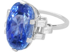 17.11Ct Ceylon Sapphire and 0.50Ct Diamond Platinum Cocktail Ring Circa 1950