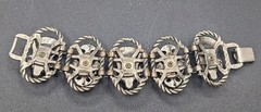 Selro Selini Unsigned African Princess Face Faux Pearl Statement Bracelet