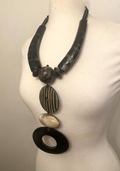 Fabulous Black & Brown Buffalo Horn Statement Designer Necklace