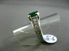 ESTATE 2.18CT DIAMOND & AAA COLOMBIAN EMERALD 14KT WHITE GOLD 3D ENGAGEMENT RING
