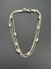 8″ Vintage Sterling Silver Multi Strand Bead Bracelet 6 Grams C25