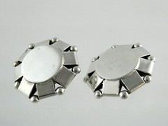 Vintage Pat Areias Sterling Silver Octagon Clip on Earrings 33.3g 1.25 Inches