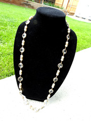 Vintage Gold Tone Faceted Crystal Pearls No Clasp Necklace 34″
