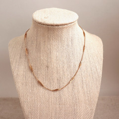 Estate 18k Gold Necklace Station Link Vintage Modernist 15.5″ 1970s 3.56g K18