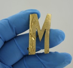 Vintage Mamselle Letter M Pin – Etched Brushed Goldtone – Initial