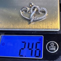 VTG 925 Sterling Silver Double Heart Diamond Pendant 2.46g (AT125-24) {N}