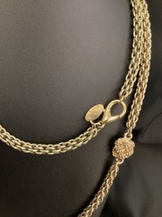 GUY LAROCHE Signed Gold Tone Braided Chain Station Chunky 36 in. Necklace—Rare