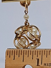 Vintage 1/20 12K GF Chainmail Pearl Screw-back 2 Inch Drop Dangle Earrings