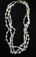 Vintage Opalite Iridescent Glass Stone Bead Multi-Strand Toggle Necklace 17″