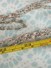 Vtg Art Deco Paper Clip Necklace 3 Strand Long Silver Layered Necklace Beauty