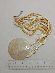 Mother Of Pearl Bead Pendant Necklace 25″