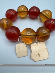 Vintage Plastic Synthetic Heavy Bead Bracelet New with Original Hang Tag Red