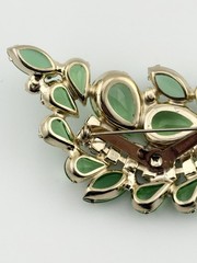 Vintage Brooch & Earrings Set W/ Green & AB Stones