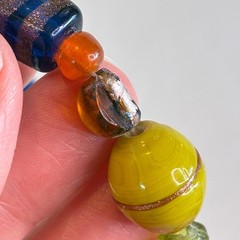 Vintage Necklace Handcrafted Glass Bead Lampwork Long Strand Multi Color 37″