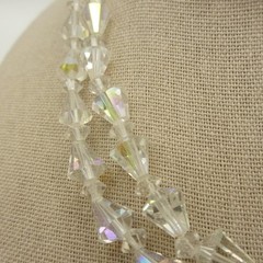 Vintage AB Rhinestone Necklace 2 Strand Choker Collar 15 Inch