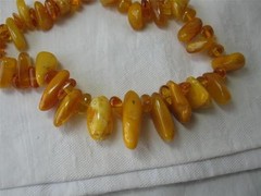 Antique Chinese Baltic Butterscotch Egg Yolk Amber Big Beads Necklace 74 Grams