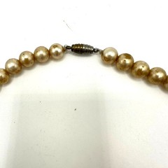 Antique Art Deco 1920s 1930s blue molded Czech glass beads faux pearls necklace