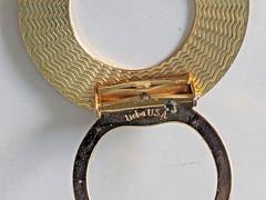 Vintage Goldtone Scarf Clip Slide Signed Lieba U.S.A. Round Open Circle