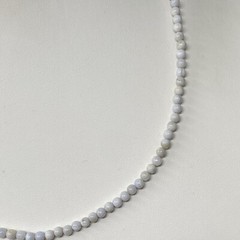 Dainty Stone Necklace White Opaque Gemstone Mini Bead 4.2mm Collar Chakra 19″