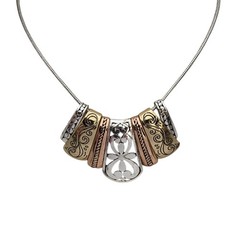 Mixed Metal Filigree Scrollwork Statement Necklace – Elegant Artisan