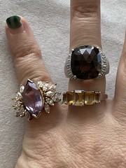 Lot Of 3 Vintage 925 Sterling Silver Rings Gemstones Assorted Estate Jewelry