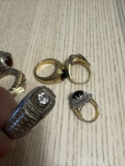 Vintage Retro Signet Ring Lot 6pc Chunky Mid Century Boho Gold Silver Tone Y2K