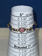 Vintage Gold-tone Equptian Revival Cabochon Scarab Link Bracelet