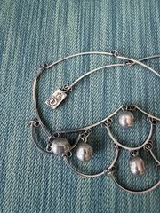 Taxco 925 Sterling Silver Mid Century Tiered & Linked Ball Bead Bib Necklace