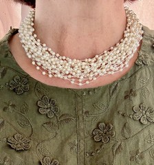 Vintage Hong Kong Multi-Strand Faux Pearl Choker Necklace – 18” 30g – Signed