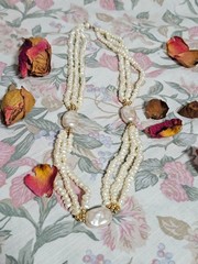 Vintage Marvella Multi-Strand Faux Seed Pearl and Baroque Station Necklace