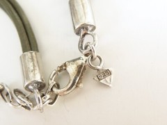 Silpada Sterling Silver 925 Green Leather Station Necklace