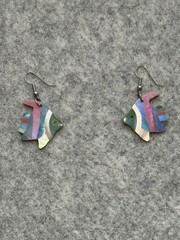 CUTE! Pastel (Pink, Green, Blue, white) Tropical Fish Inlay Pierced Earrings